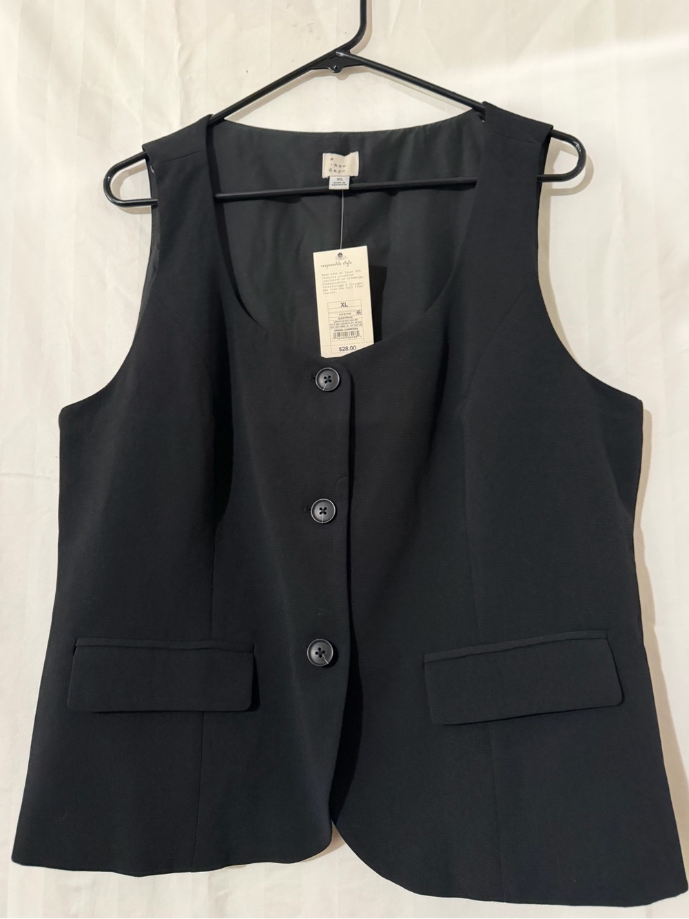 a new day Black Button-Front Tailored Vest